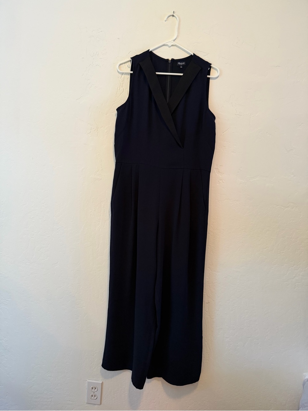 Madewell Navy V-Neck Wide-Leg Jumpsuit